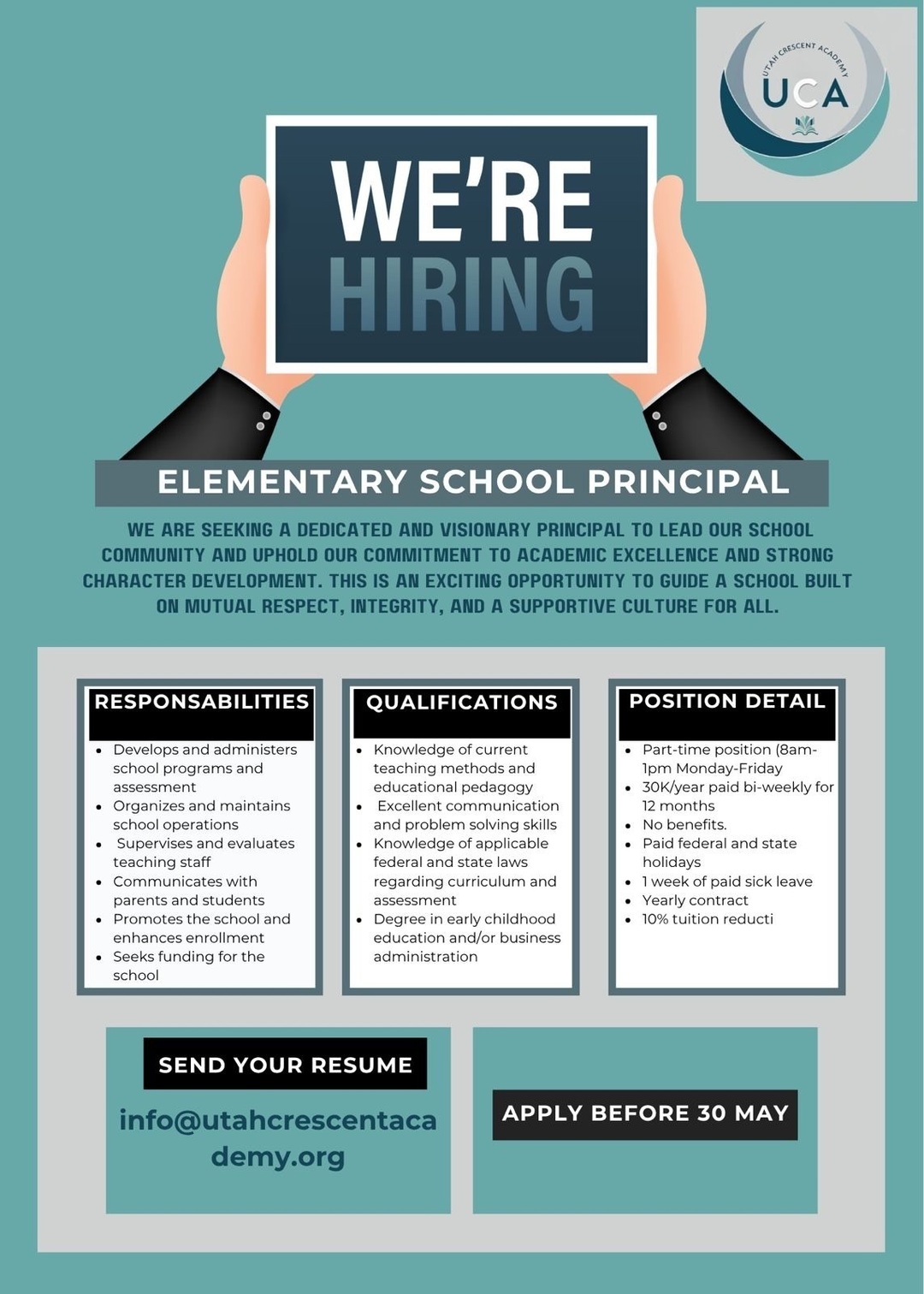 UCA Principal Hiring Flyer