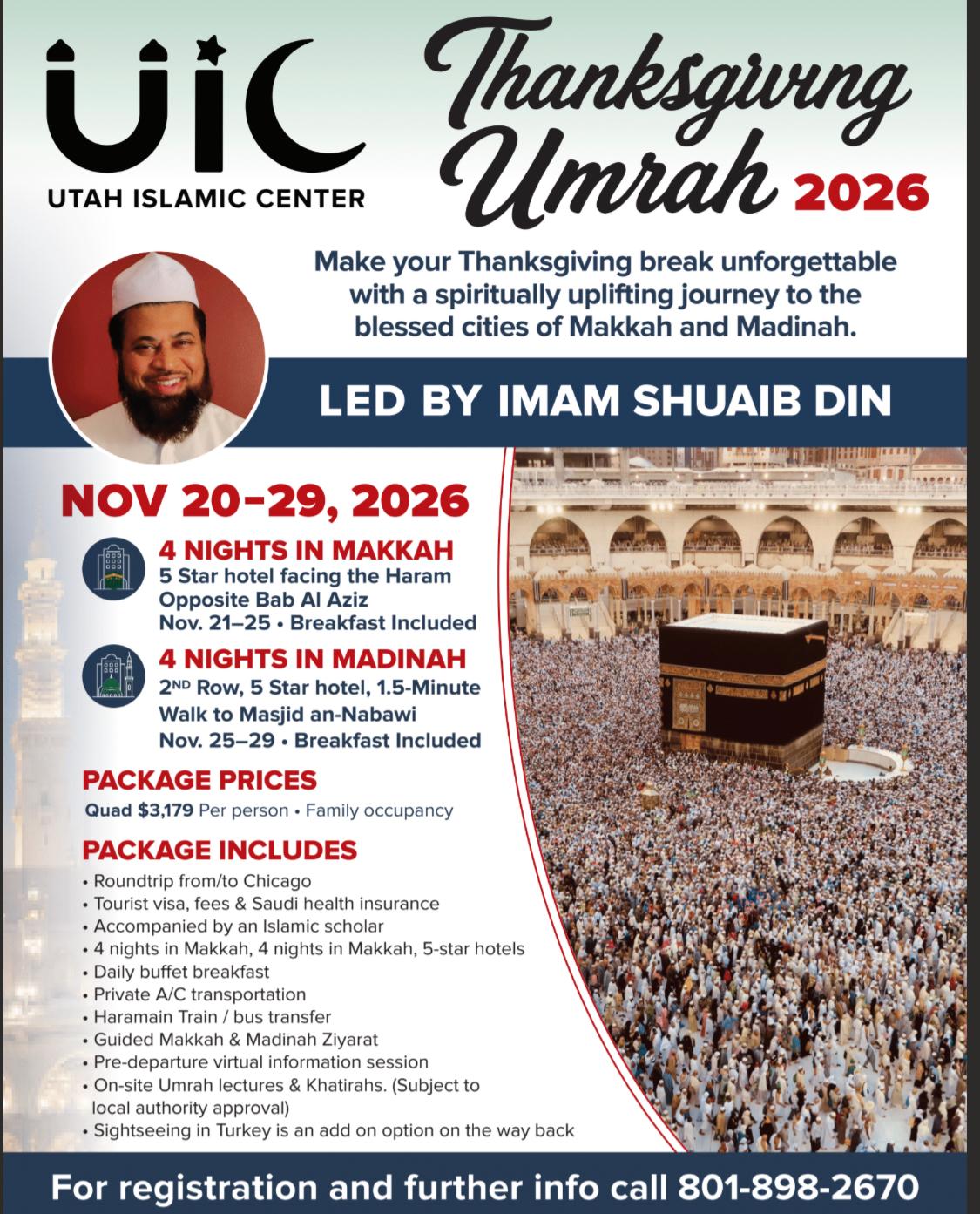 Utah Islamic Center Thanksgiving Umrah 2026 Flyer
